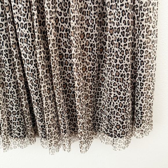 A NEW DAY | Leopard Print Chiffon Tulle Pleated Skirt Elastic Waist | Medium - Picture 4 of 7